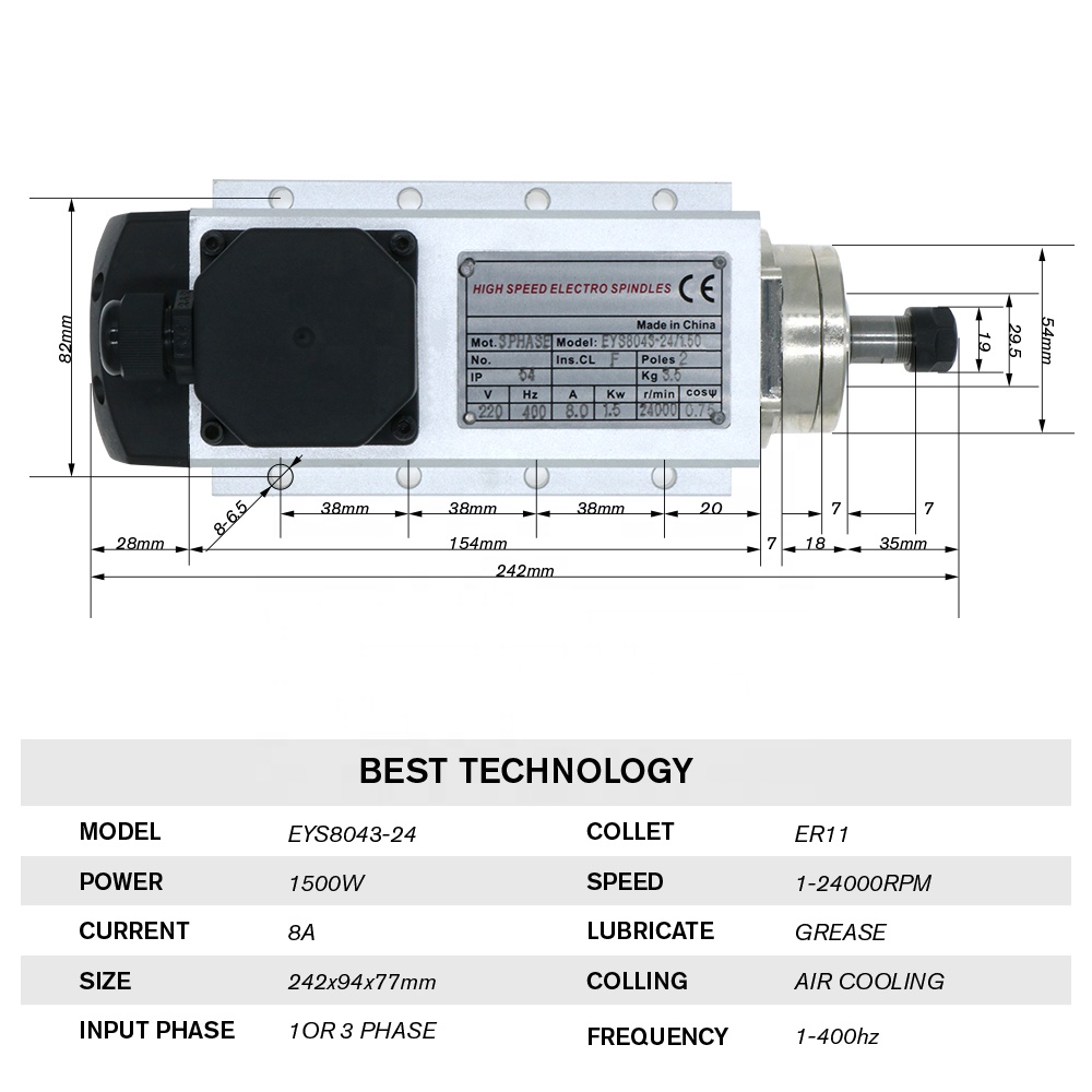 1.5kw flash refrigerado a ar e - Air Cooled 1.5Kw Spindle Motor Inverter 110V avaliação e preço